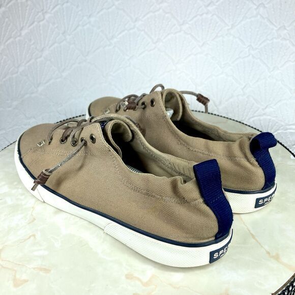 Sperry Sneakers Women 9.5 Brown Canvas Pier View Elastic Back Casual Chic Shoes - Picture 7 of 13